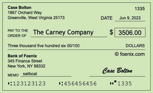 How to write a check for $3,506