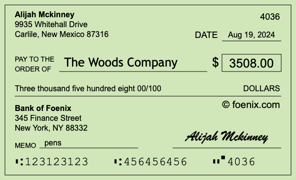 How to write a check for $3,508