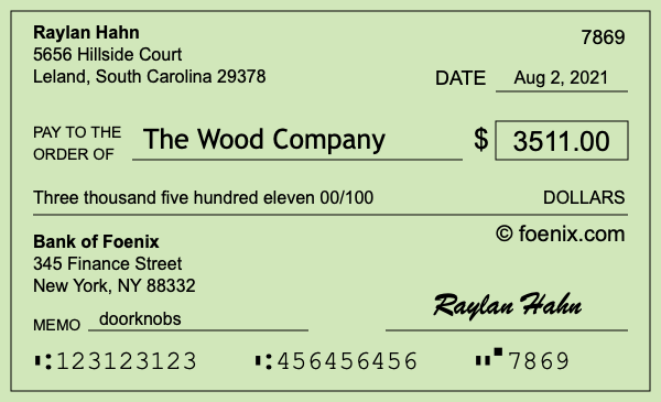 How to write a check for $3,511