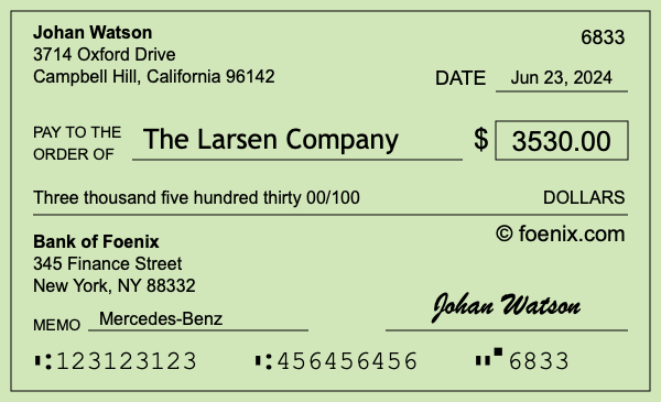 How to write a check for $3,530