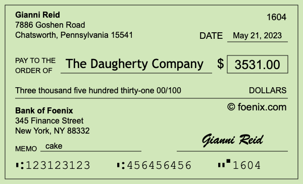 How to write a check for $3,531