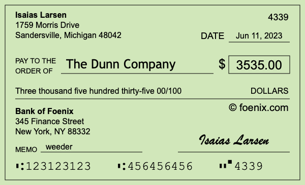 How to write a check for $3,535