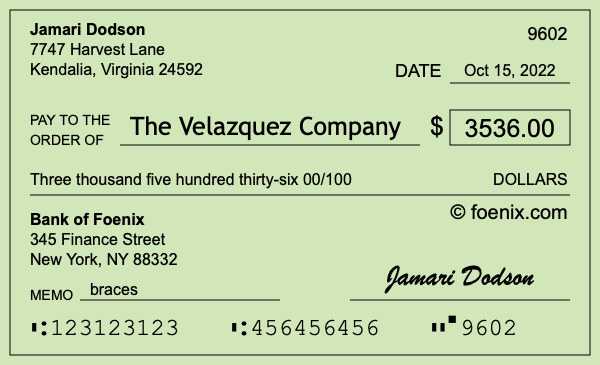 How to write a check for $3,536