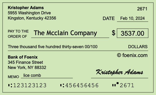 How to write a check for $3,537