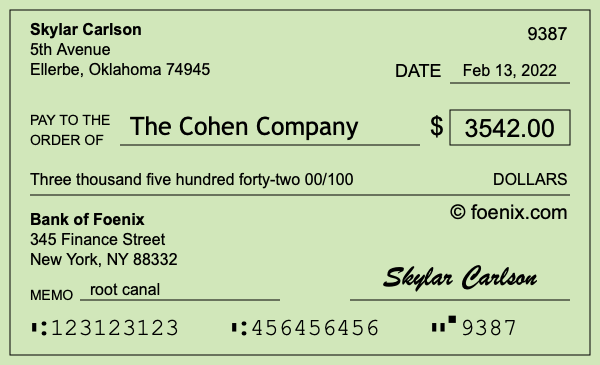 How to write a check for $3,542