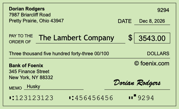 How to write a check for $3,543