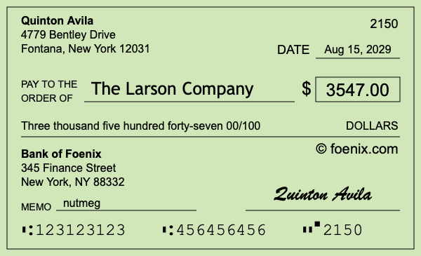 How to write a check for $3,547