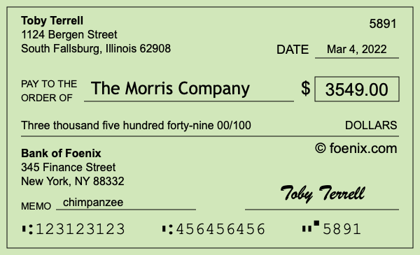 How to write a check for $3,549