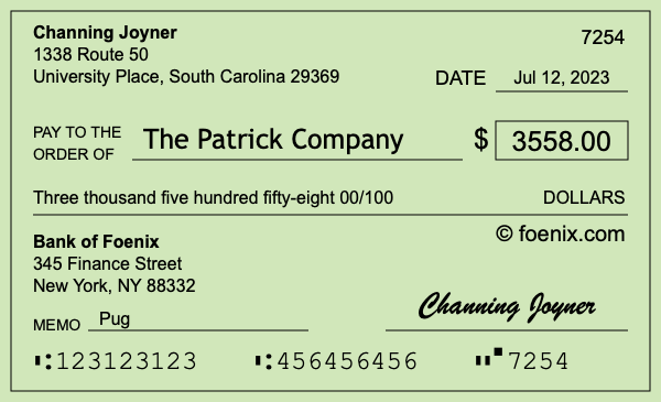 How to write a check for $3,558