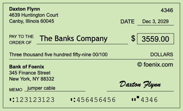 How to write a check for $3,559