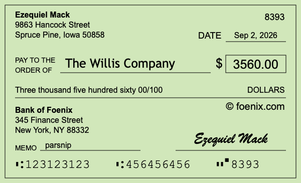 How to write a check for $3,560
