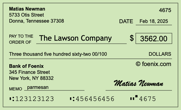 How to write a check for $3,562