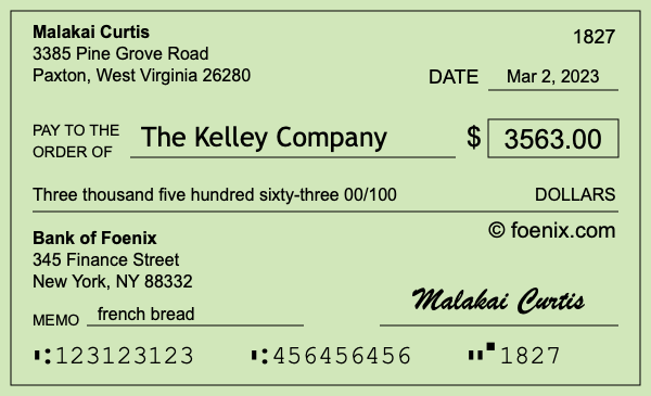 How to write a check for $3,563