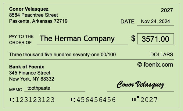 How to write a check for $3,571