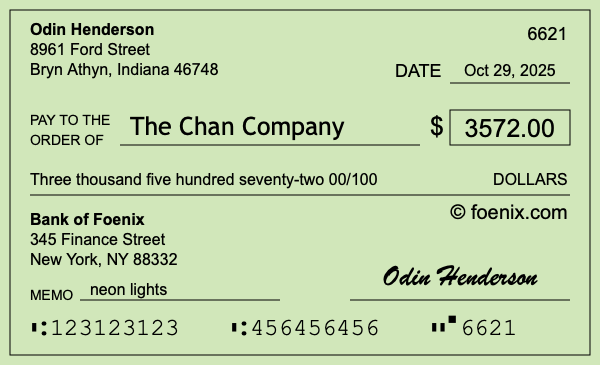 How to write a check for $3,572