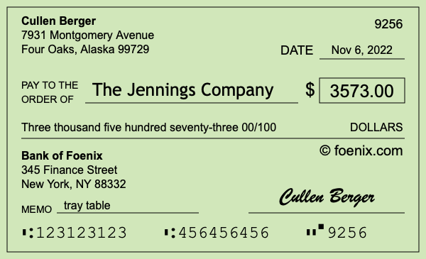 How to write a check for $3,573