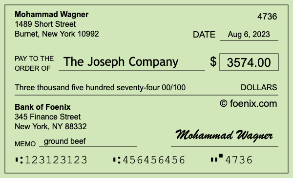 How to write a check for $3,574