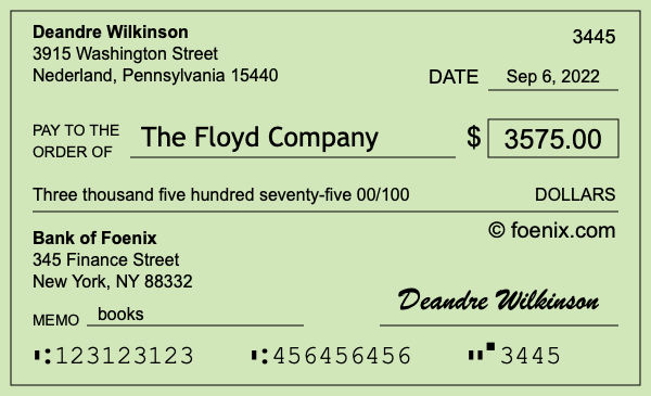How to write a check for $3,575