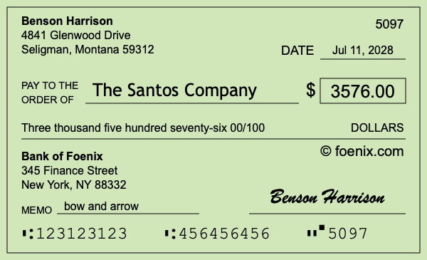 How to write a check for $3,576