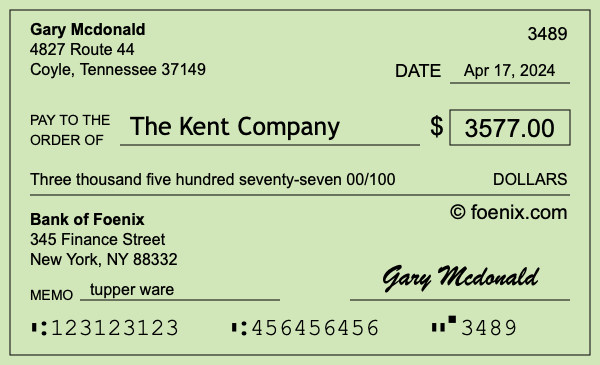 How to write a check for $3,577