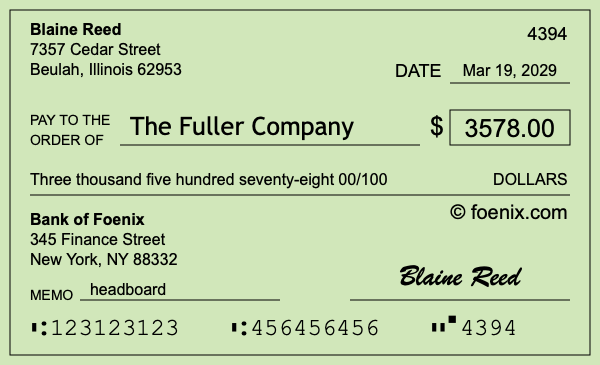 How to write a check for $3,578