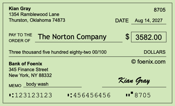 How to write a check for $3,582