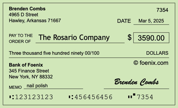 How to write a check for $3,590