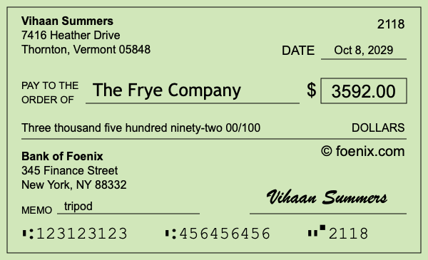 How to write a check for $3,592