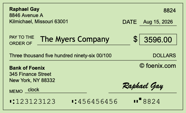 How to write a check for $3,596