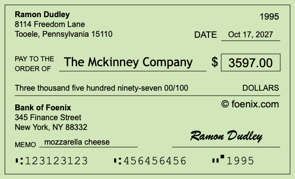How to write a check for $3,597