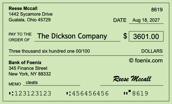 How to write a check for $3,601