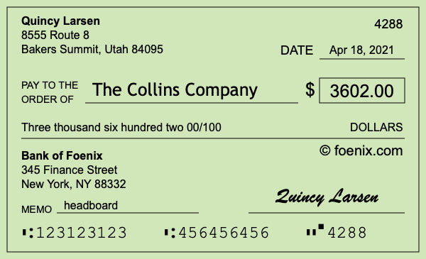 How to write a check for $3,602