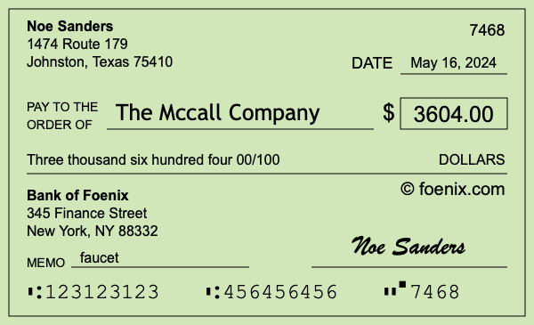 How to write a check for $3,604
