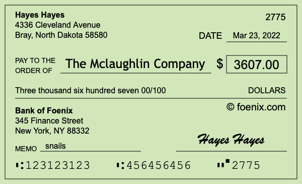 How to write a check for $3,607