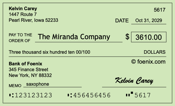 How to write a check for $3,610