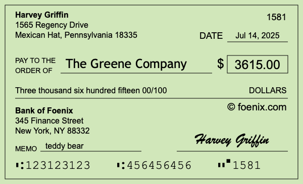 How to write a check for $3,615