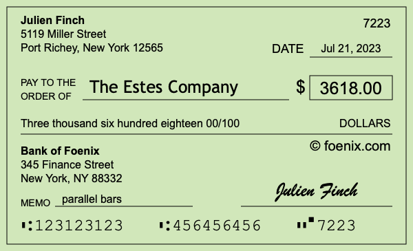 How to write a check for $3,618