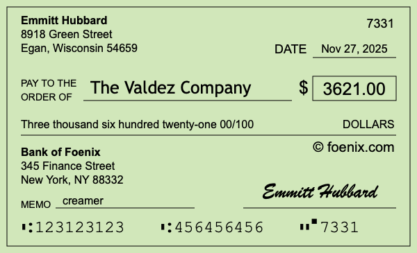 How to write a check for $3,621