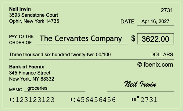 How to write a check for $3,622
