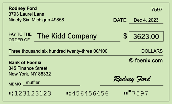 How to write a check for $3,623