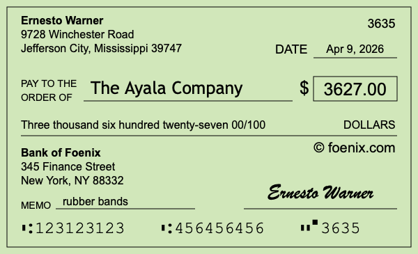 How to write a check for $3,627