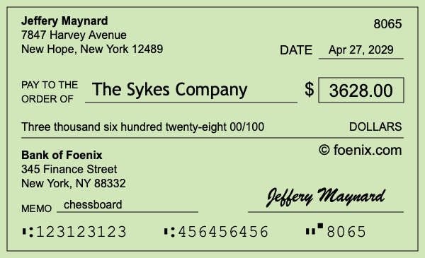 How to write a check for $3,628
