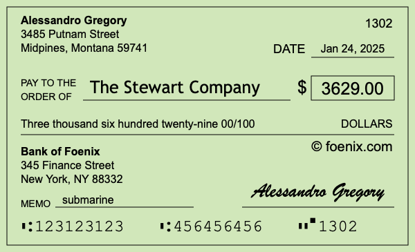 How to write a check for $3,629