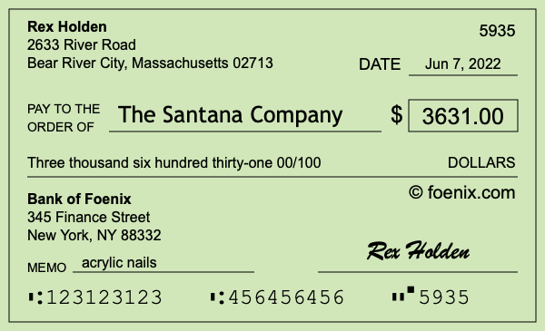 How to write a check for $3,631