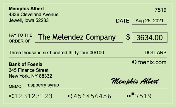 How to write a check for $3,634