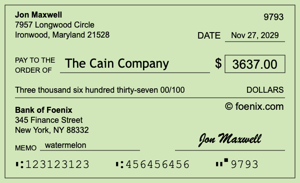 How to write a check for $3,637