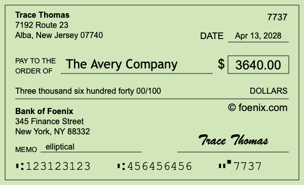 How to write a check for $3,640