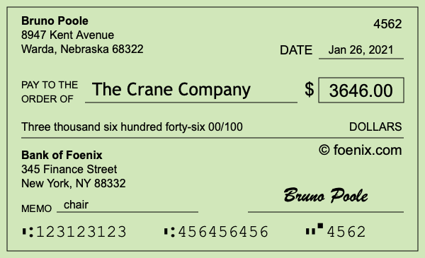 How to write a check for $3,646