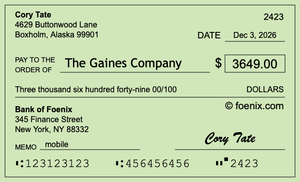 How to write a check for $3,649