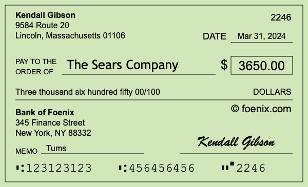 How to write a check for $3,650
